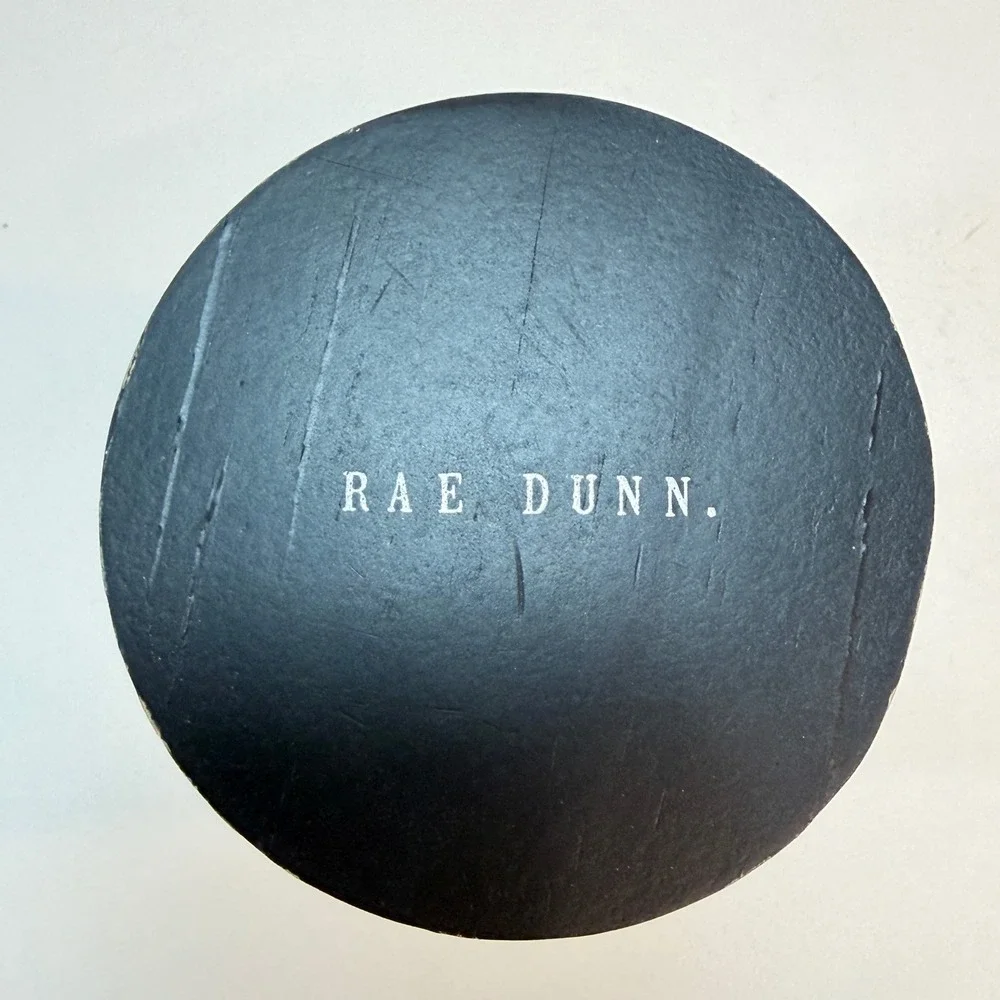 Rae Dunn‎ Cotton Balls Jar Bathroom Organizer Clear Glass Wood Lid Minimalist